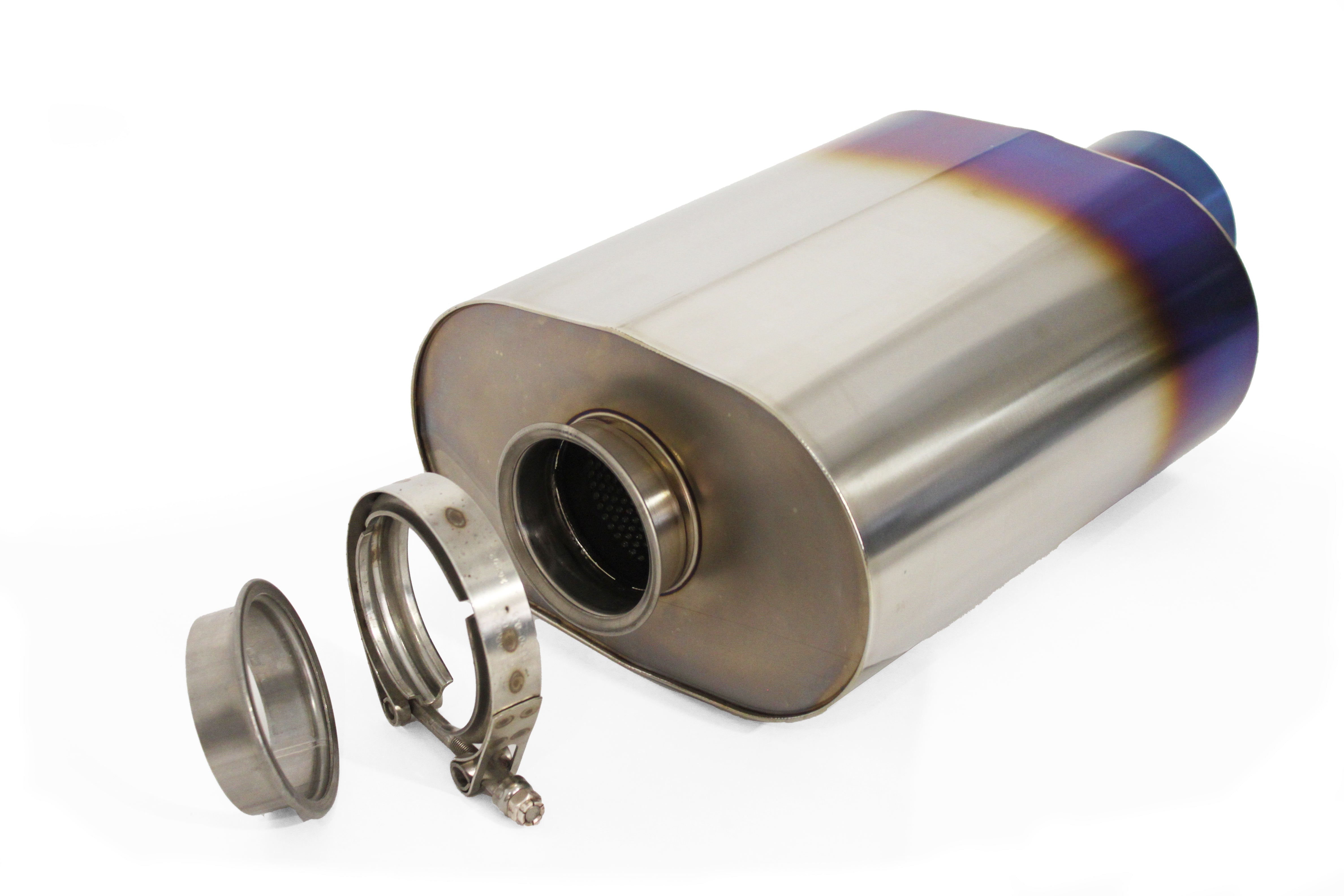 Universal RS-Ti Oval Titanium Muffler(s) and Tip with V-Band