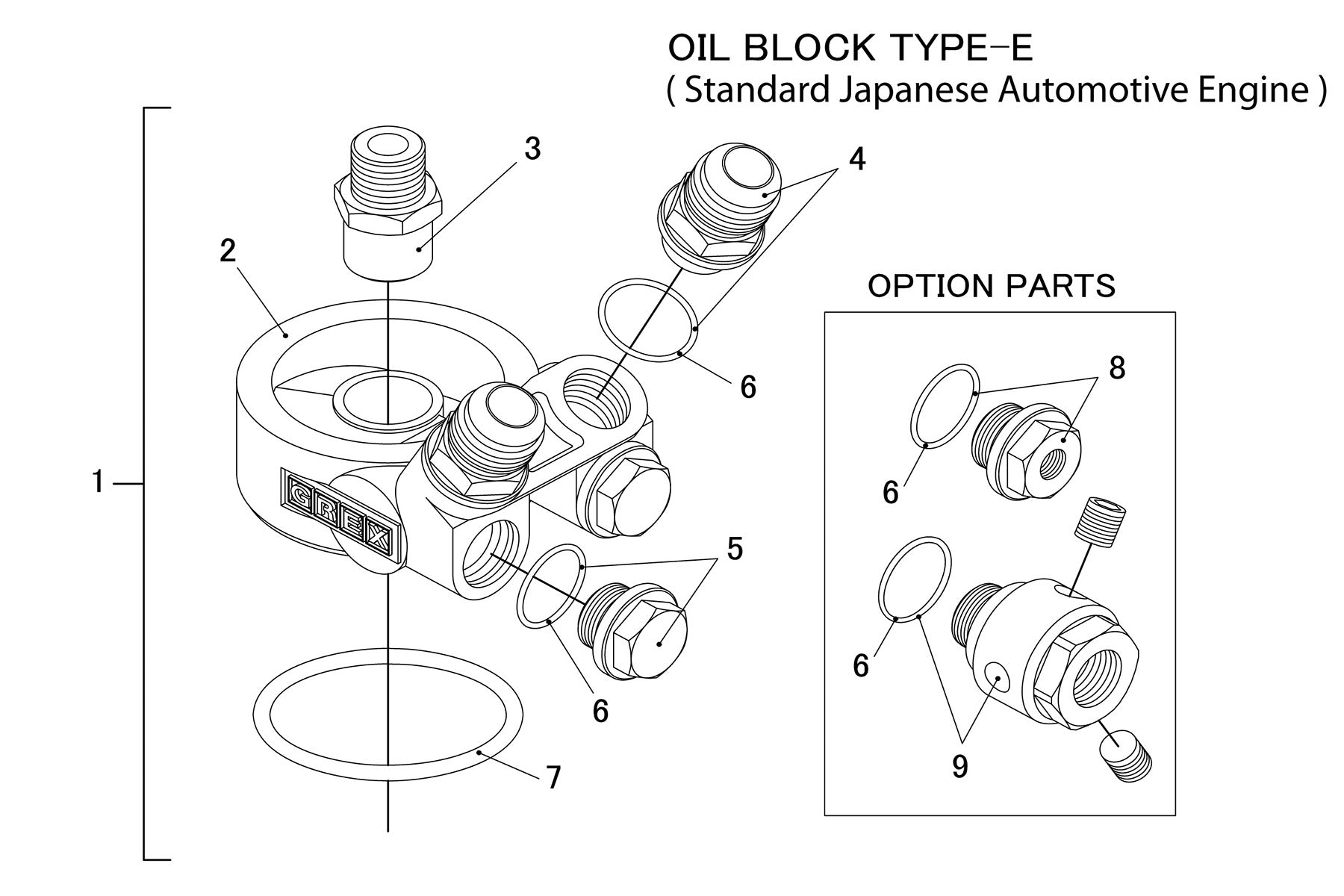 12AN TYPE-E OIL COOLER BLOCK, ENG: 3/4-16UNF, FILTER: 3/4-16UNF - (12401124)