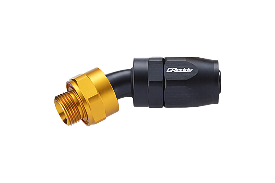 GReddy low-profile proprietary M18 x P1.5 O-ring direct -10 male Swivel Hose End(s) - Black / Gold anodized