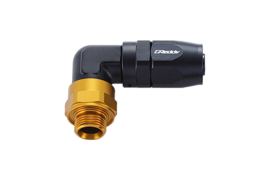 GReddy low-profile proprietary M18 x P1.5 O-ring direct -10 male Swivel Hose End(s) - Black / Gold anodized