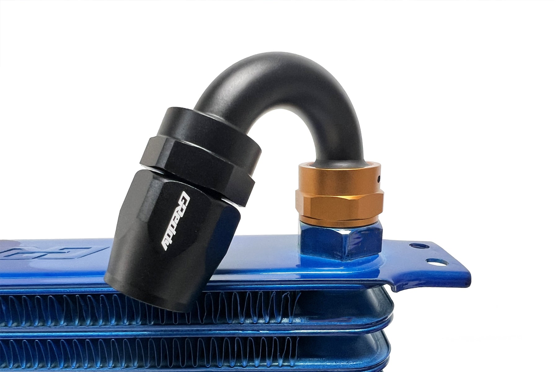 GReddy low-profile proprietary M18 x P1.5 O-ring direct -10 male Swivel Hose End(s) - Black / Gold anodized