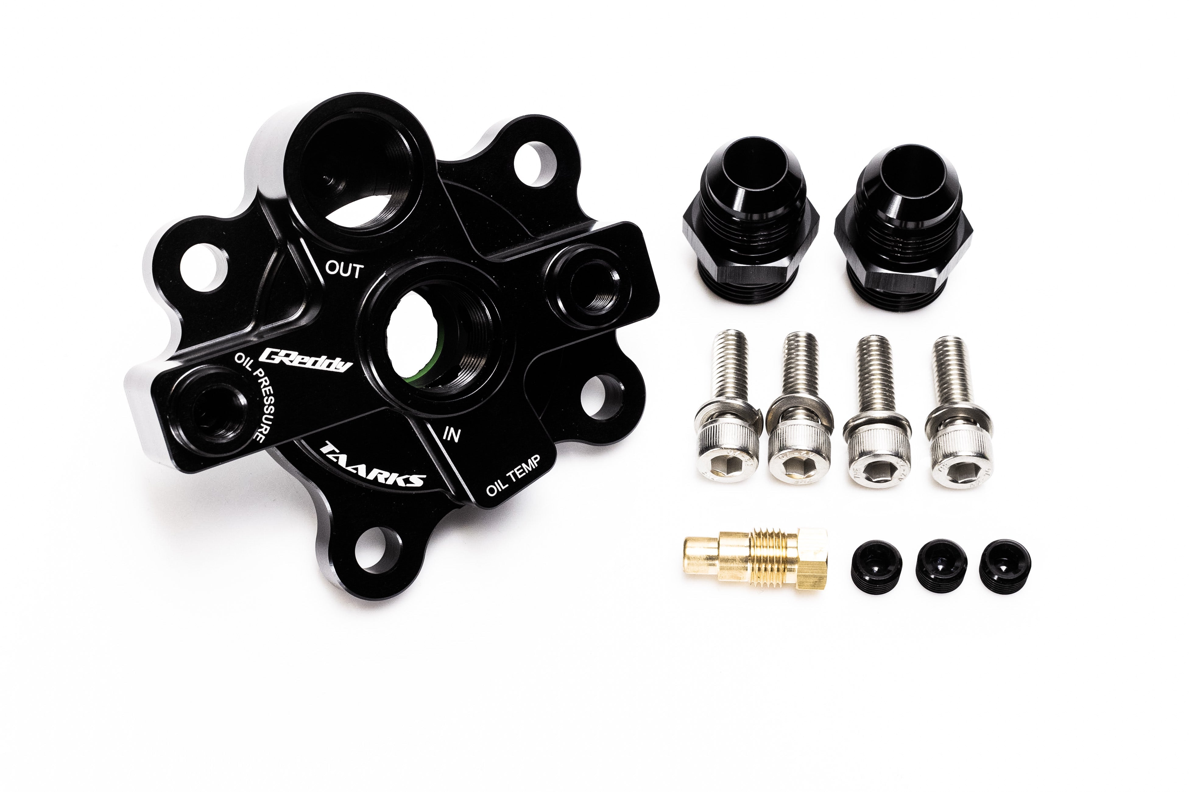 GREDDY X TAARKS RB26 BOLT-ON OIL BLOCK ADAPTER, 10AN - (12428100)