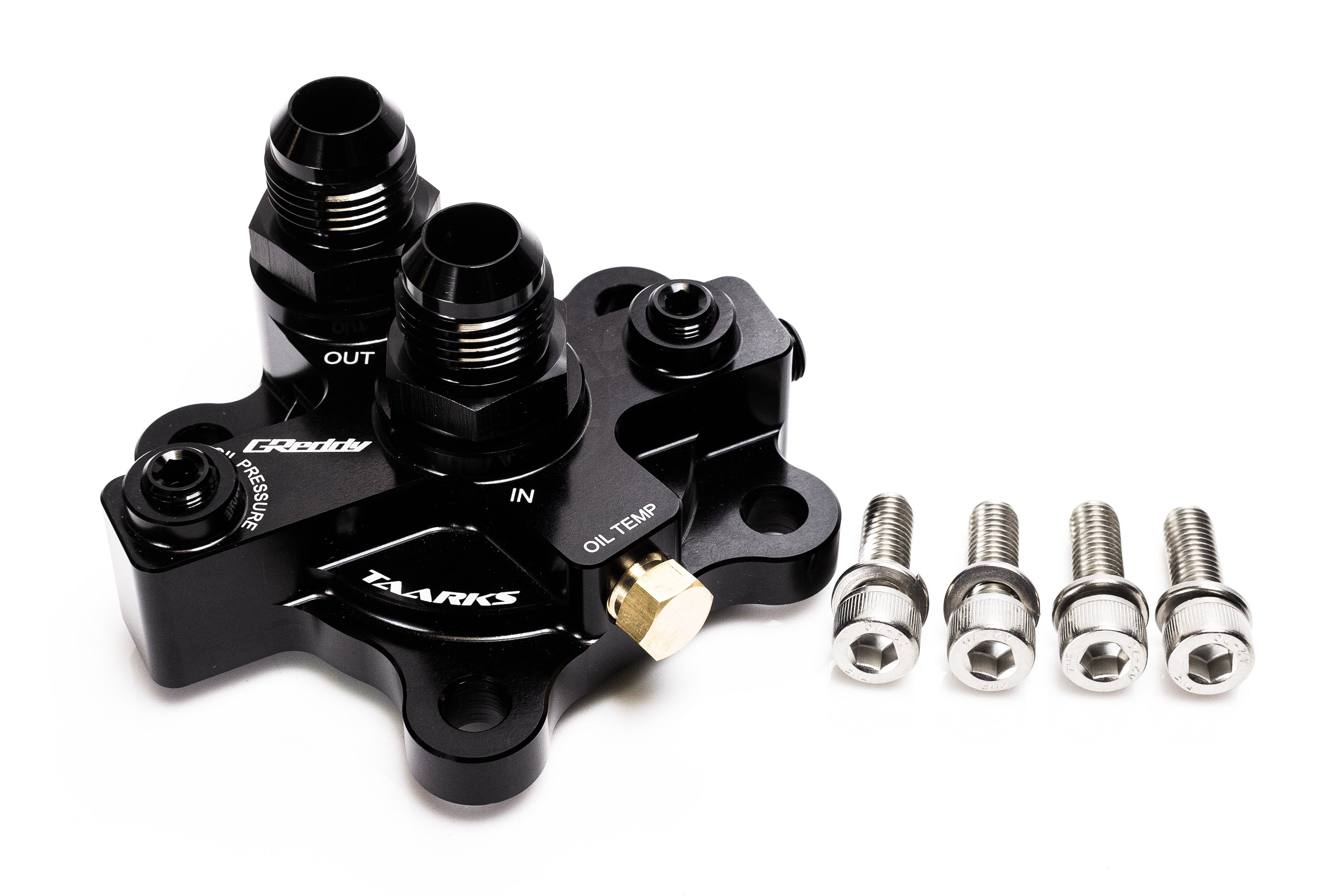 GREDDY X TAARKS RB26 BOLT-ON OIL BLOCK ADAPTER, 10AN - (12428100)