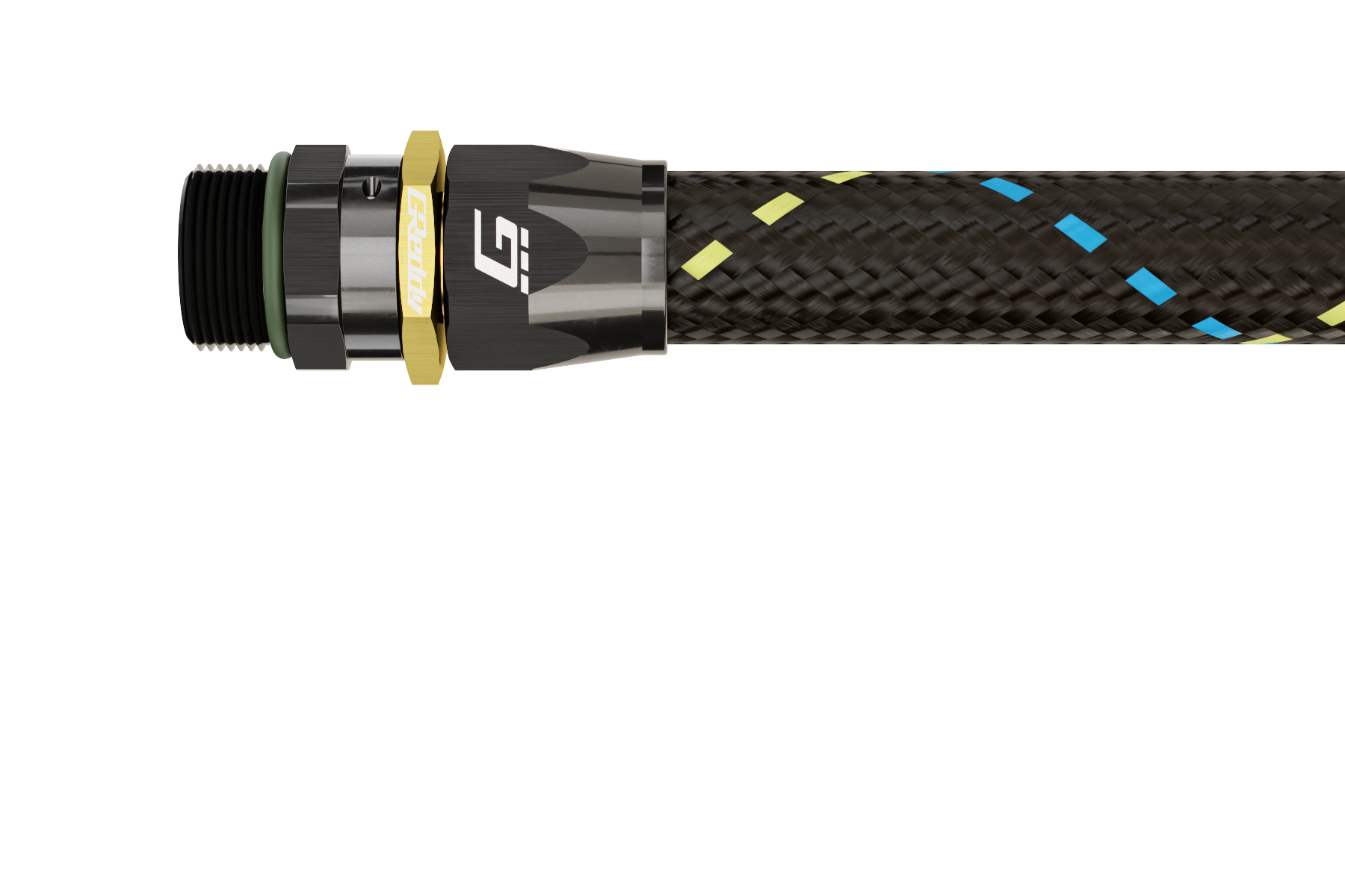 GReddy -12 ORB male Swivel Hose End(s) - Black / Gold anodized