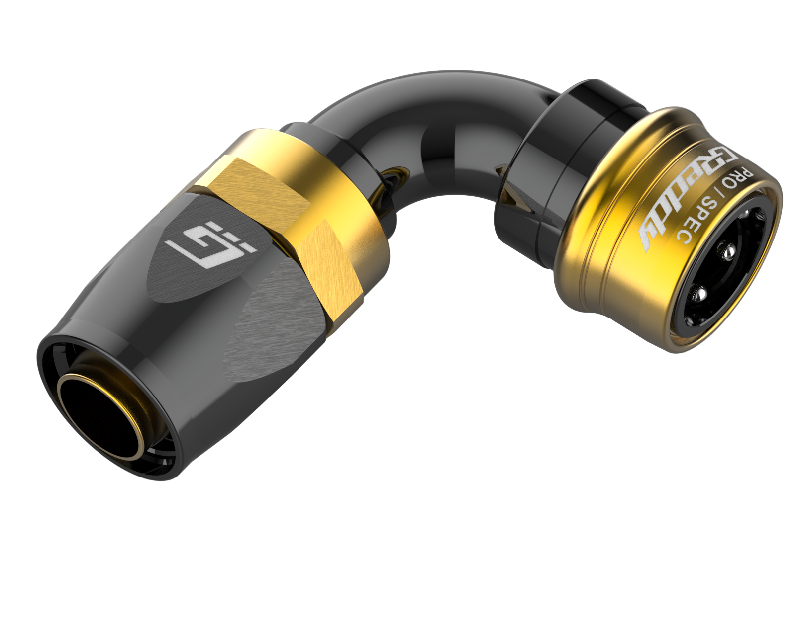 GREDDY PRO/SPEC 90 DEG. QUICK-RELEASE HOSE END(s) - BLACK/GOLD - (12860490 12860690 12860890 12861090 12861290 12861690 12862090)