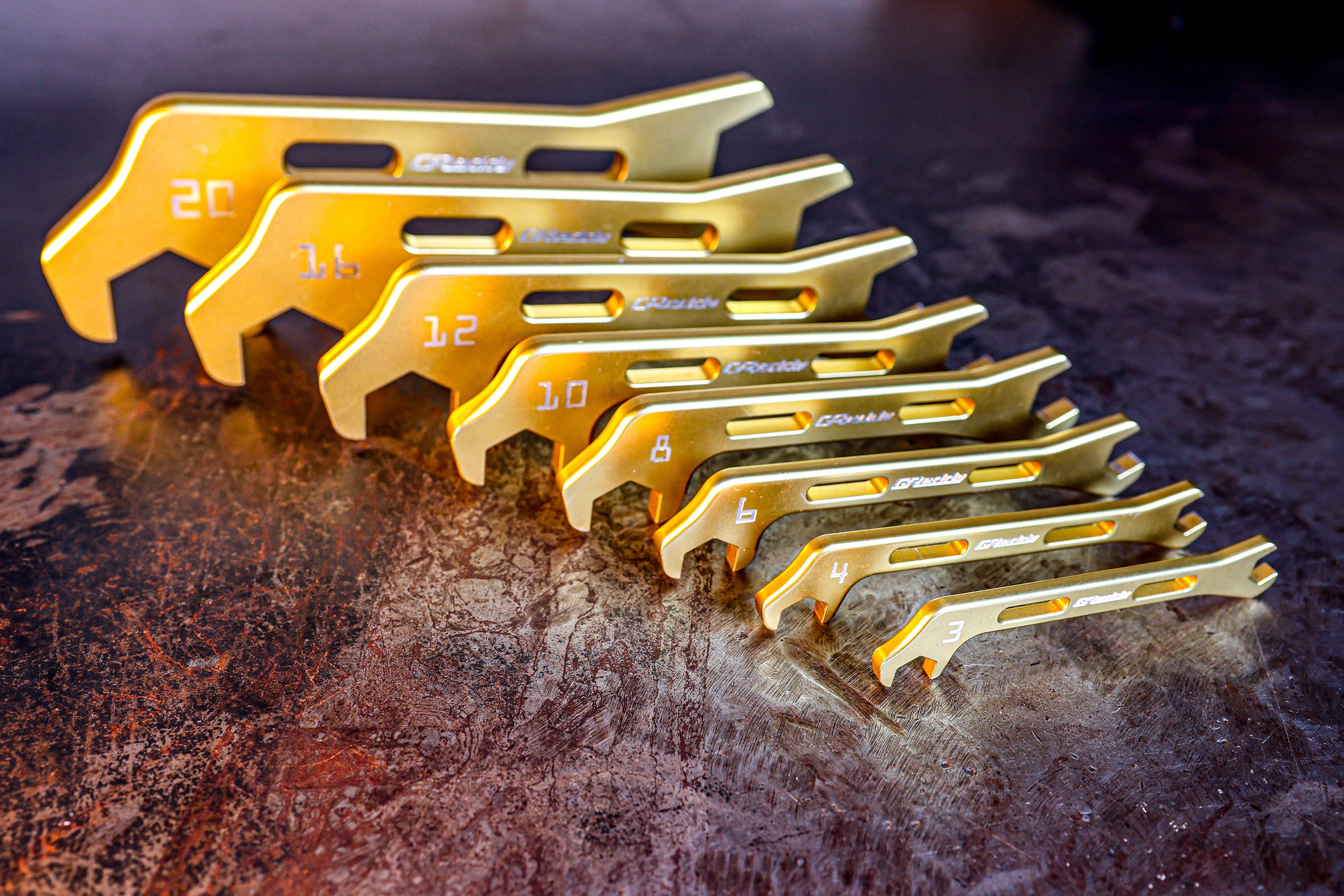 GReddy Angled AN Wrenches - Gold Anodized