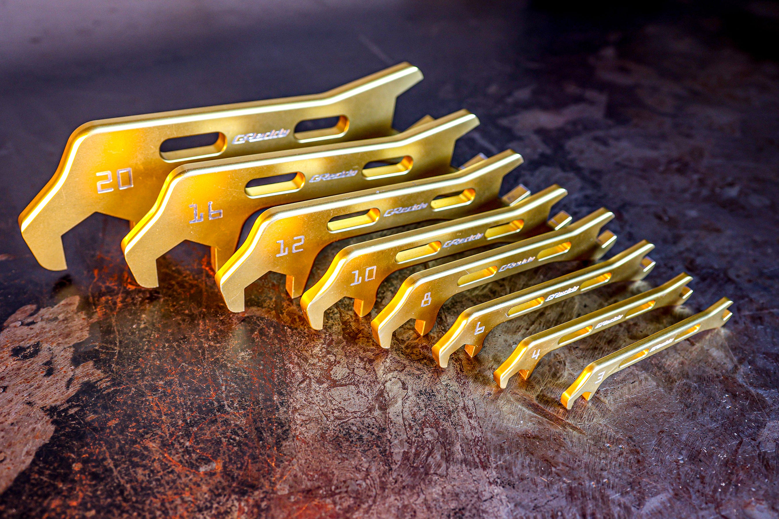 GReddy Angled AN Wrenches - Gold Anodized