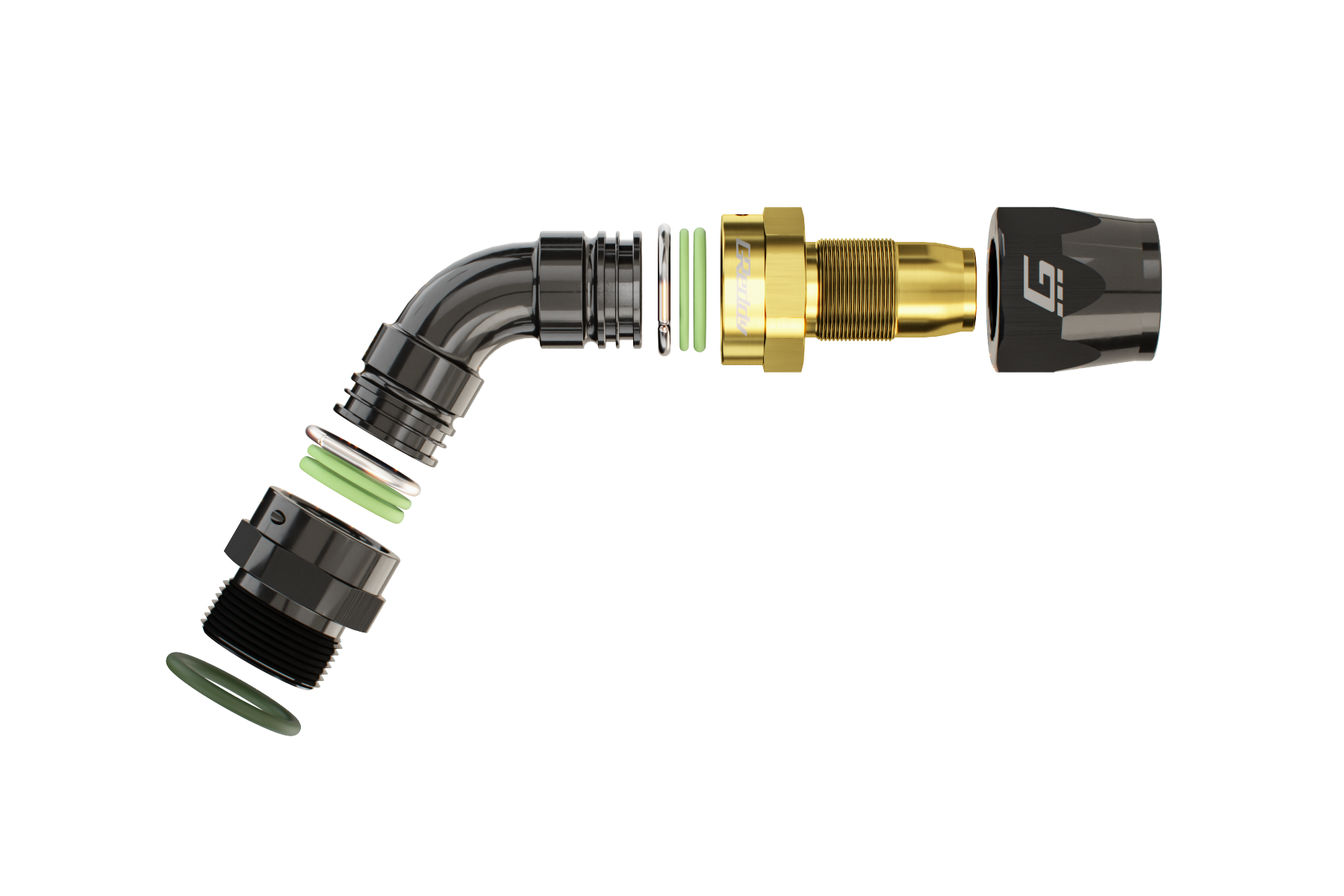 GREDDY ORB MALE 60 DEG. AN HOSE END(s) - BLACK/GOLD - (12810660 12810860 12811060 12811260)