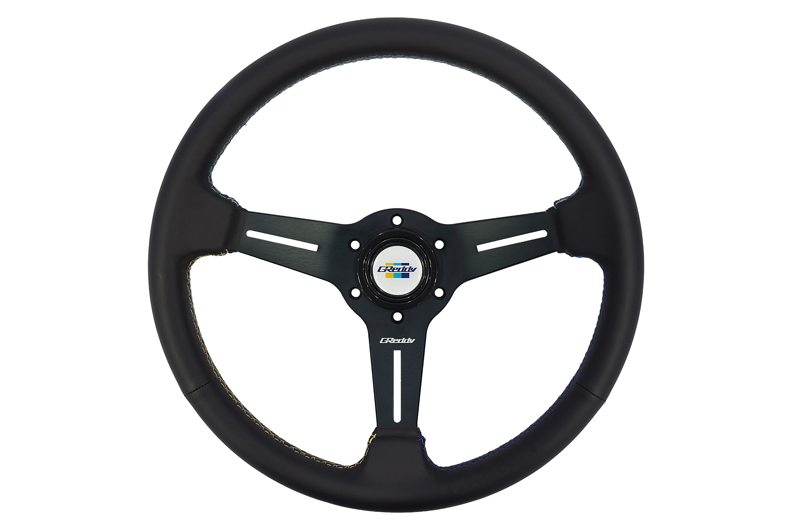 GReddy 3 Color Stitch Steering Wheel - Leather