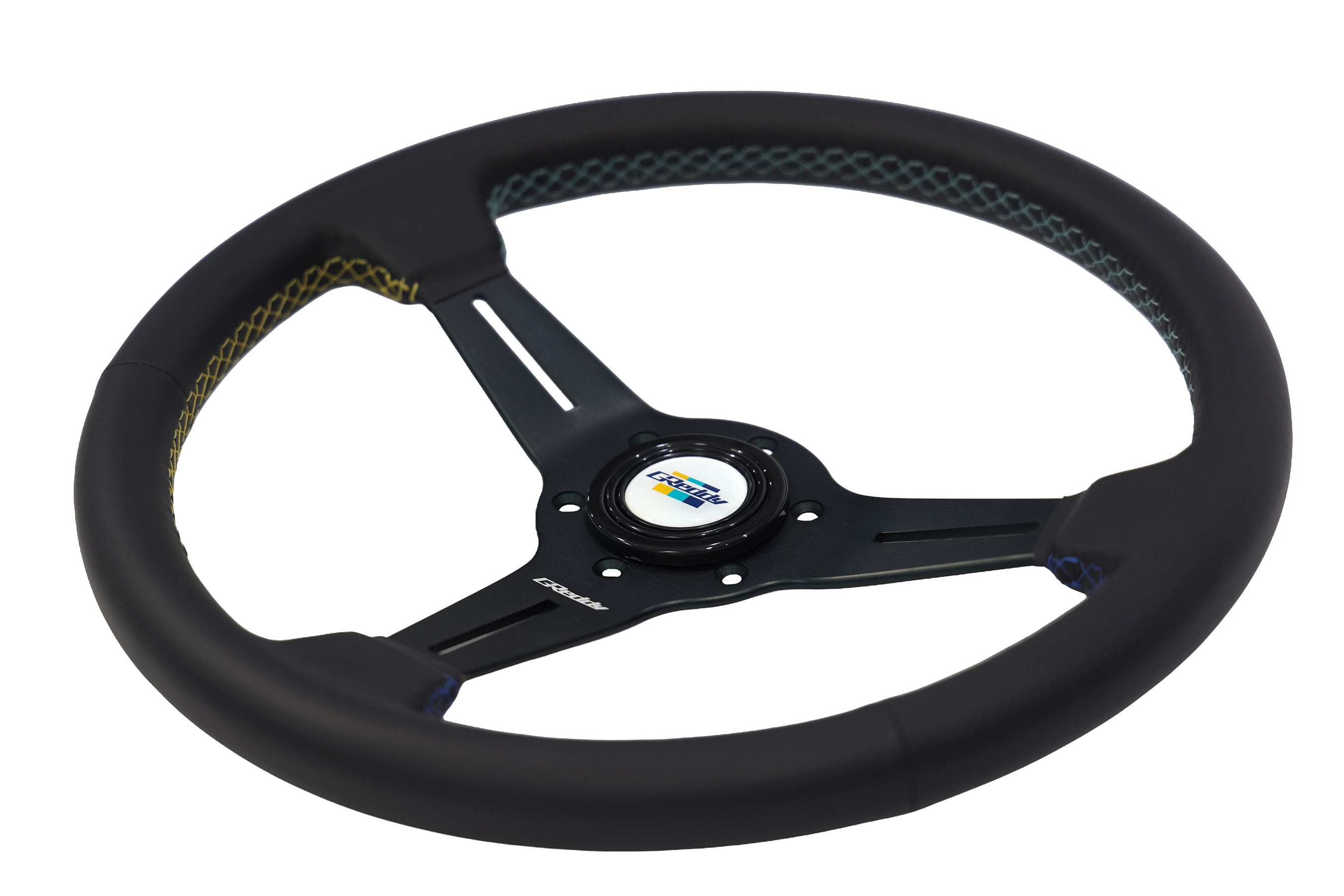 GReddy 3 Color Stitch Steering Wheel - Leather