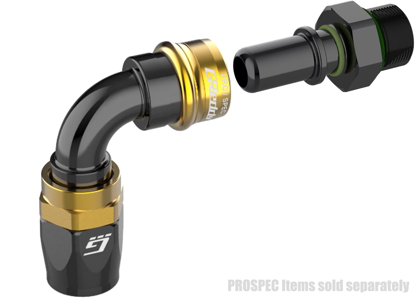 GReddy ORB male Straight Hose End(s) - Black / Gold anodized