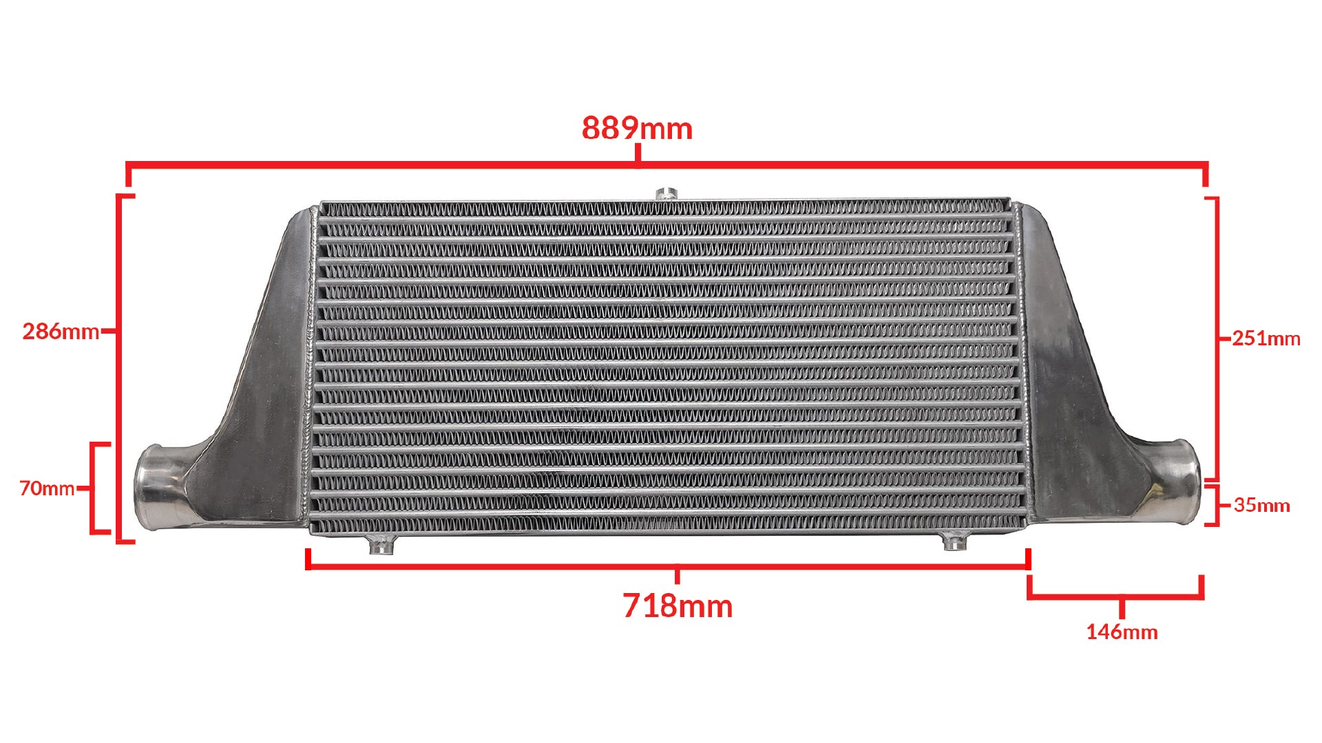 UNIVERSAL INTERCOOLER SPEC TYPE-24, BOTTOM 70mm INLET/OUTLET - (12001402)