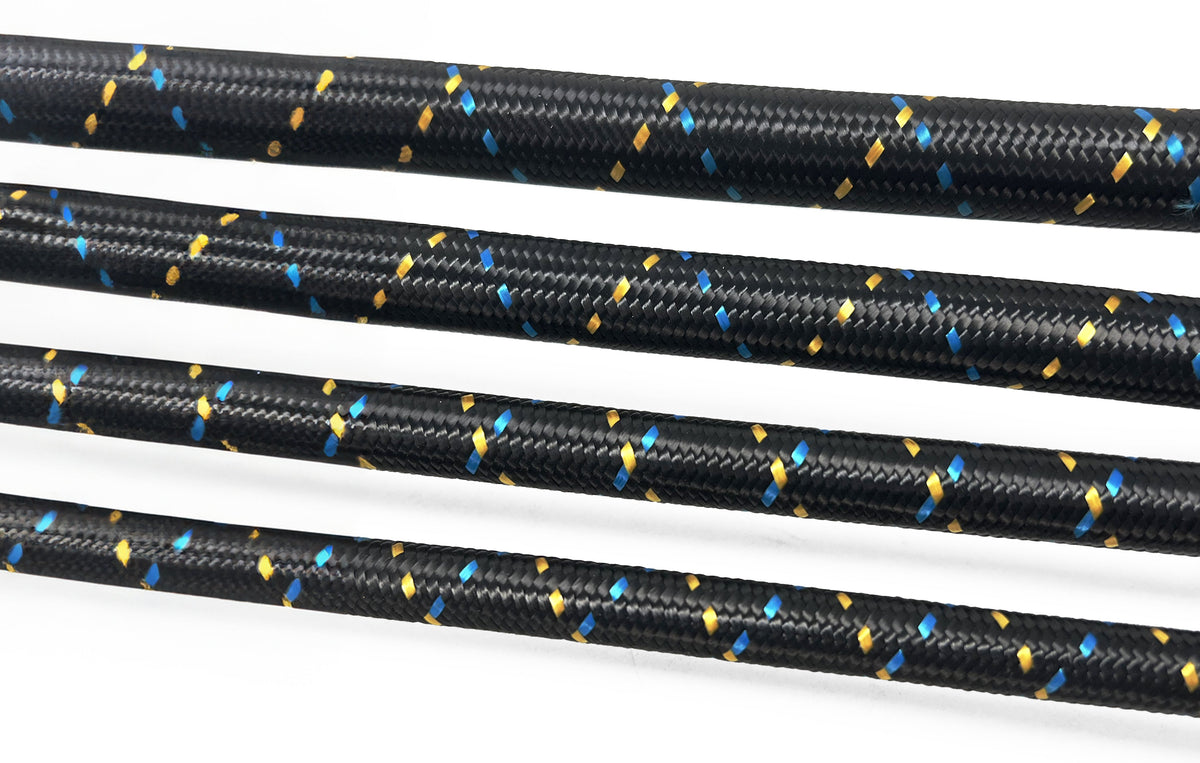 GReddy -4 Nylon Braided Hose (per/ft) - Black / Gold / Blue