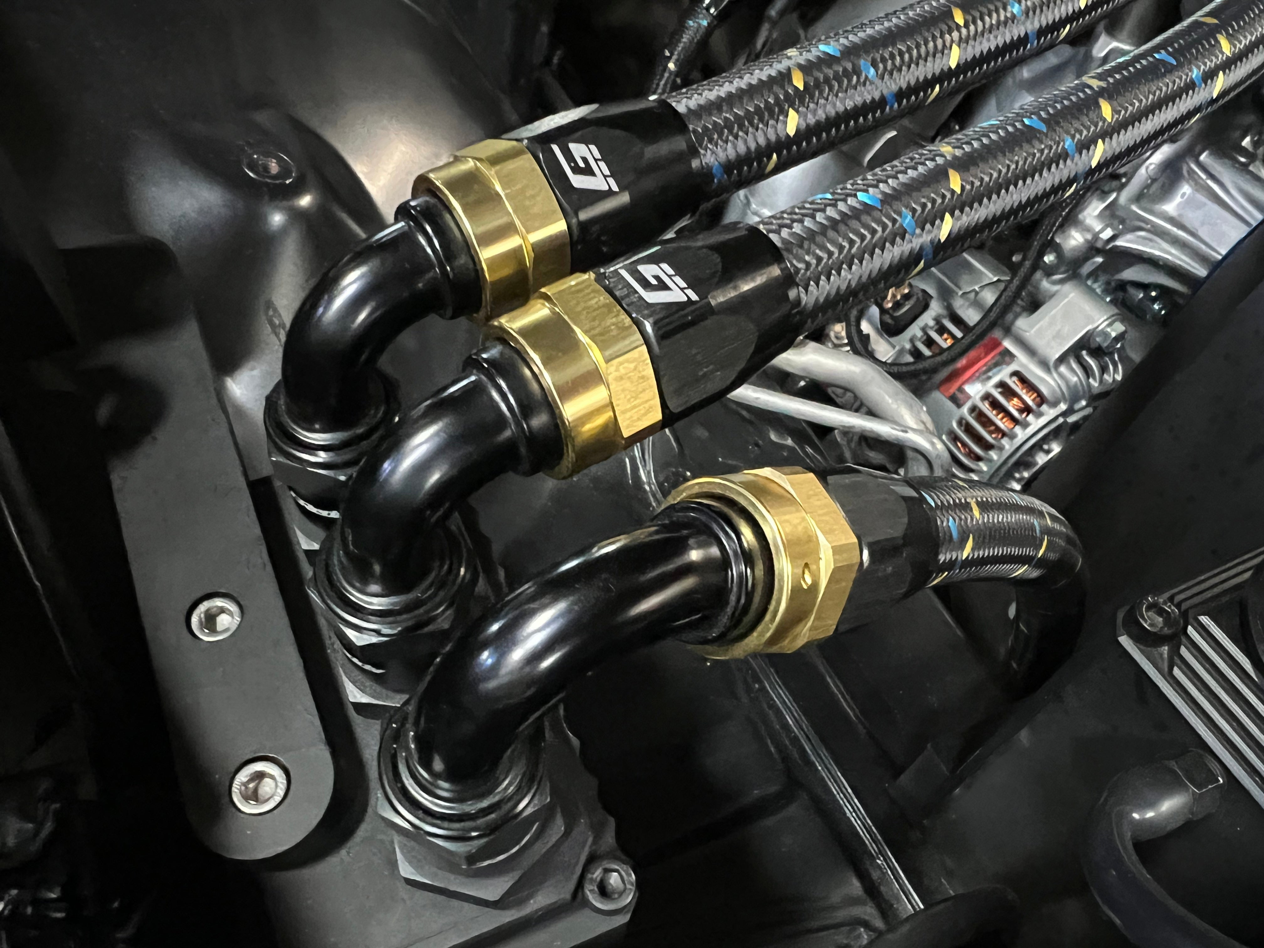 GREDDY 45 DEG. AN HOSE END(s) - BLACK/GOLD - (12800445 12800645 12800845 12801045 12801245 12801645)