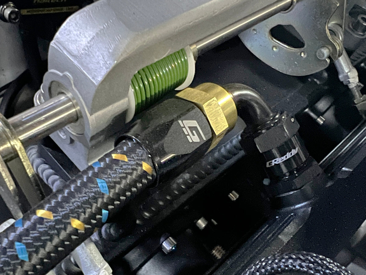 G Reddy 4 Row GReddy -4 Nylon Braided Hose (per/ft) - Black / Gold / Blue
