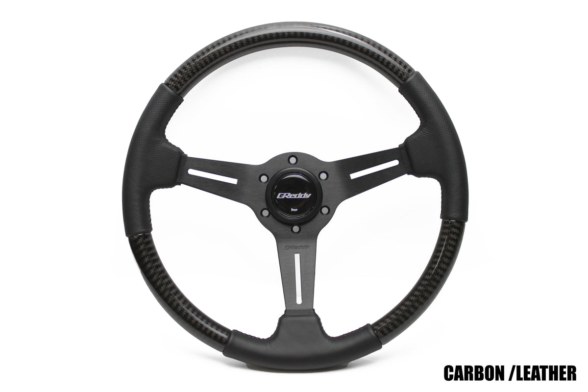 G Reddy Wheel GREDDY SPORT STEERING WHEEL - CARBON LEATHER MED DISH - (16600007)
