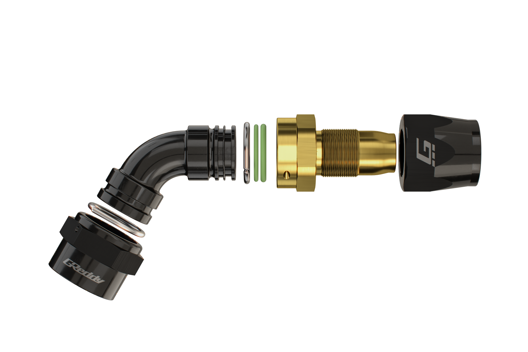 GREDDY 60 DEG. AN HOSE END(s) - BLACK/GOLD - (12800460 12800660 12800860 12801060 12801260 12801660)
