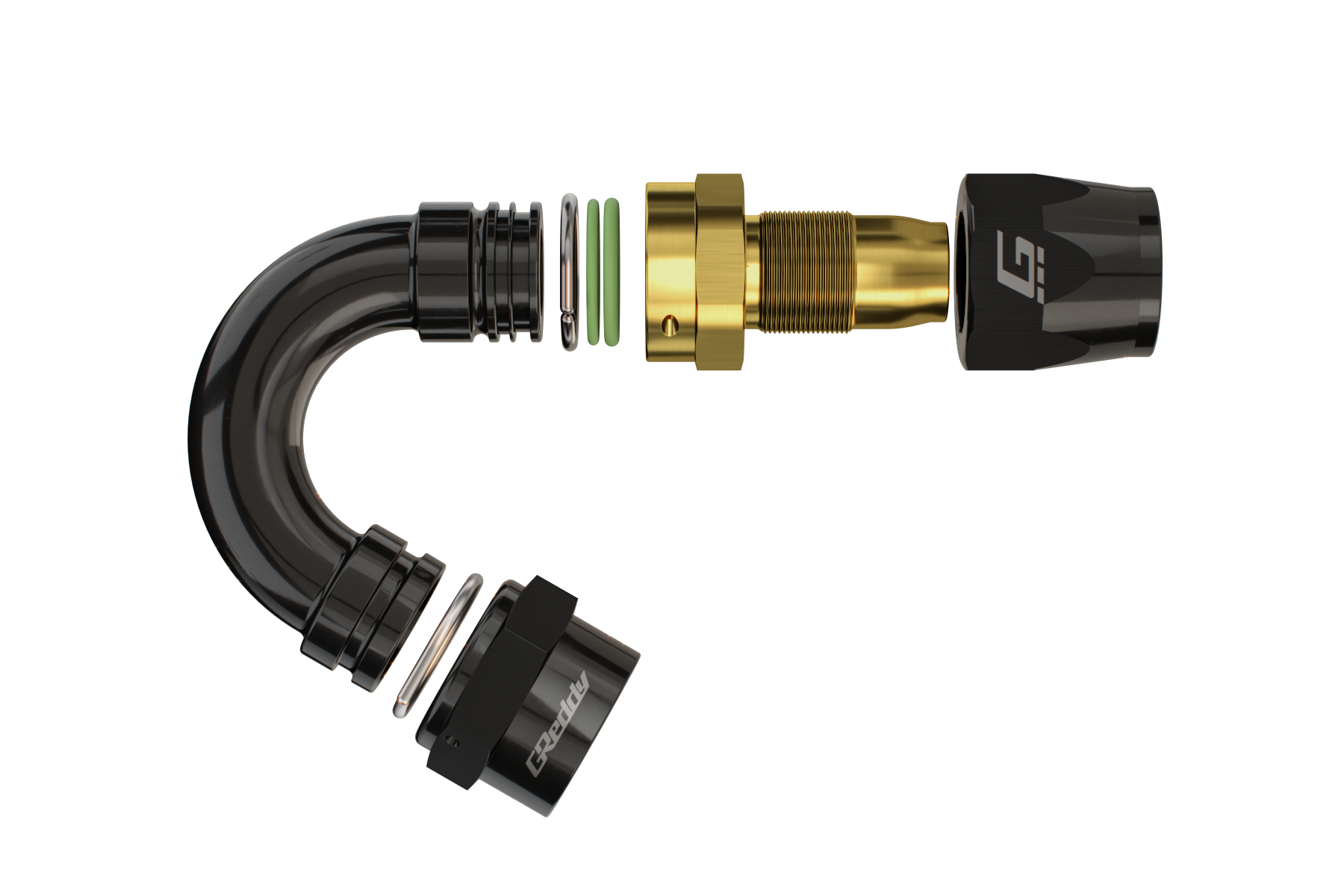 GReddy 150 DEG AN Swivel Hose End(s) - Black / Gold anodized - (12800415 12800615 12800815 12801015 12801215 12801615)