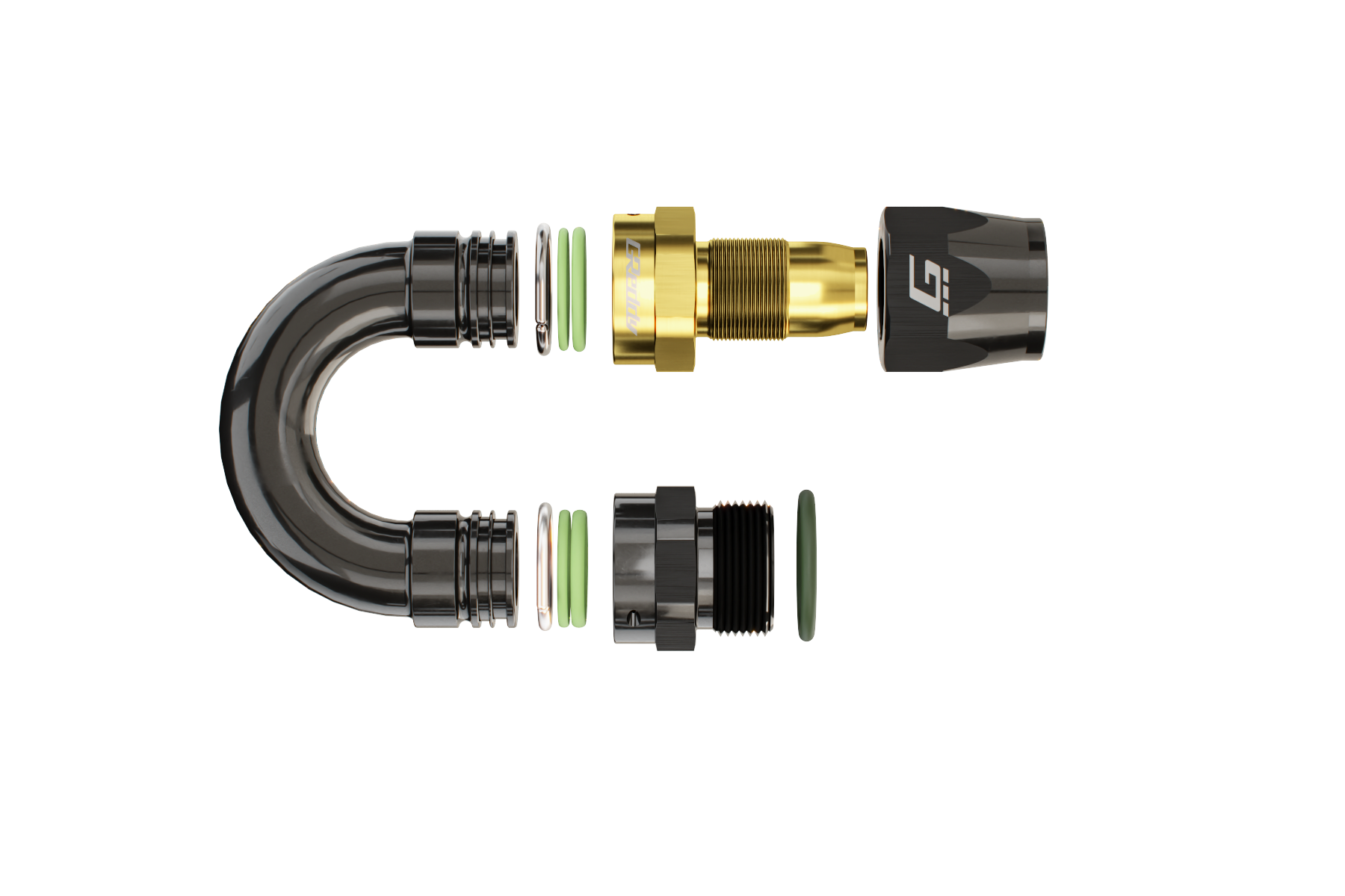 GREDDY ORB MALE 180 DEG. AN HOSE END(s) - BLACK/GOLD - (12810618 12810818 12811018 12811218)