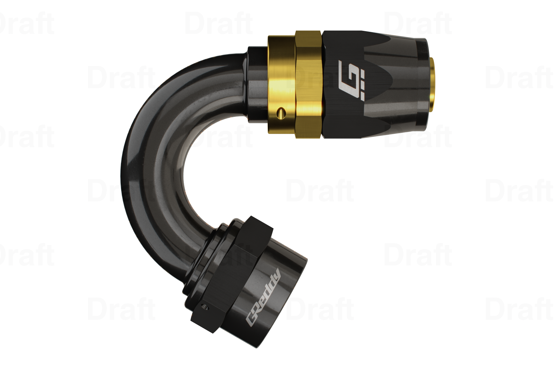 GReddy 150 DEG AN Swivel Hose End(s) - Black / Gold anodized - (12800415 12800615 12800815 12801015 12801215 12801615)