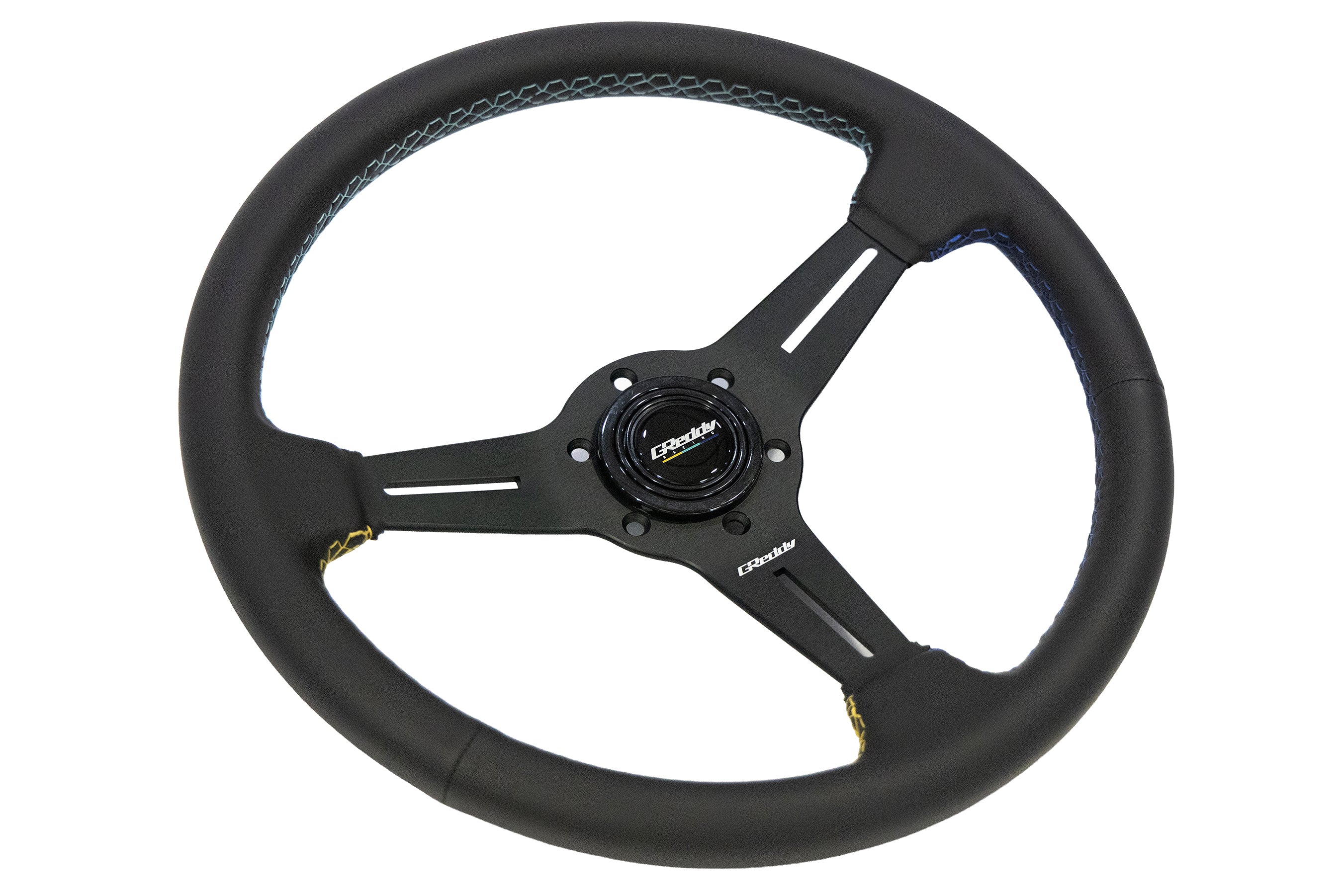 GReddy 3 Color Stitch Steering Wheel - Leather