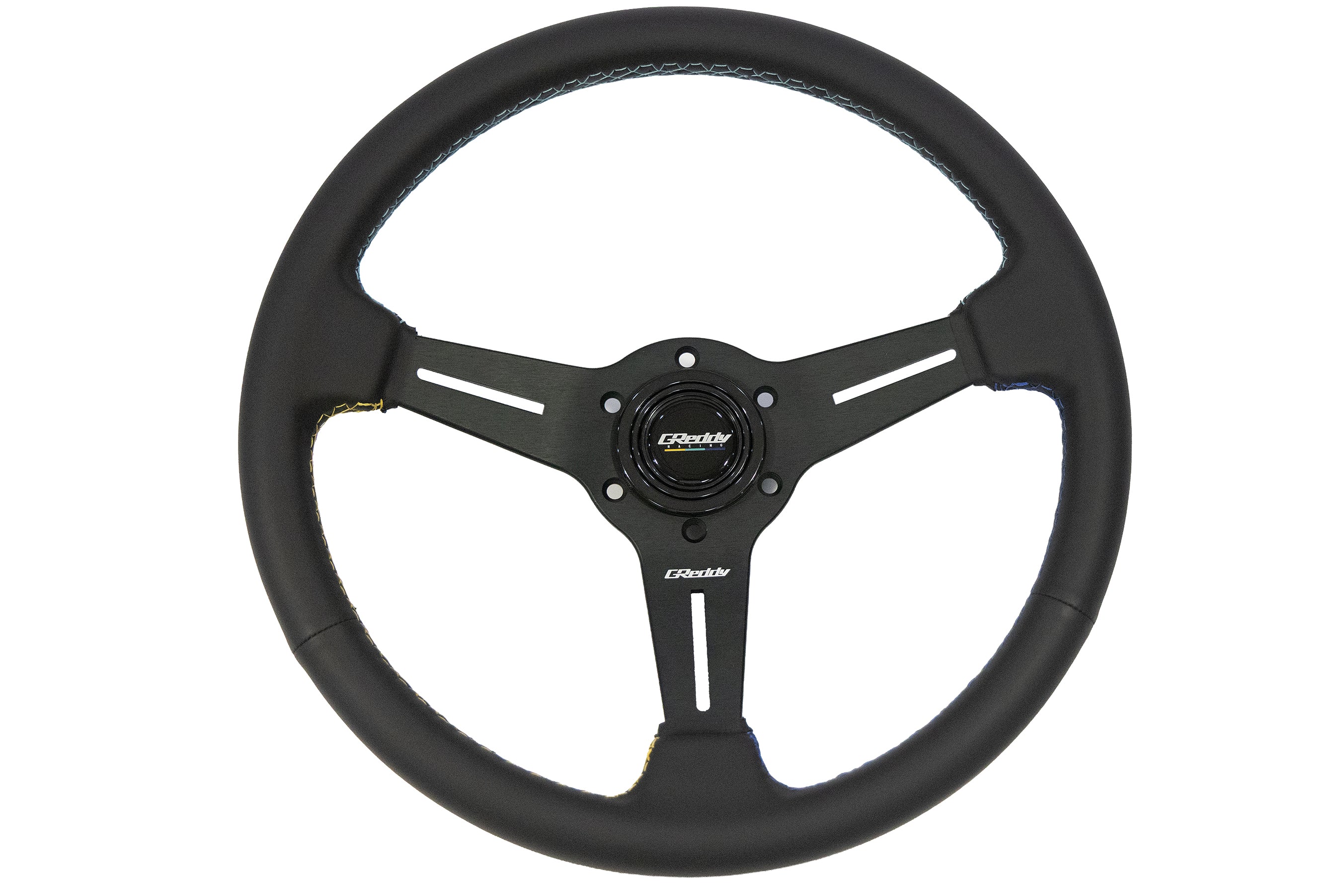 GReddy 3 Color Stitch Steering Wheel - Leather