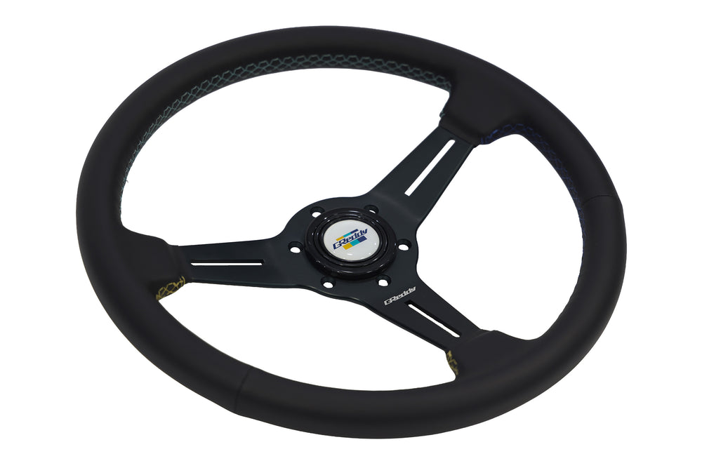 GReddy 3 Color Stitch Steering Wheel - Leather