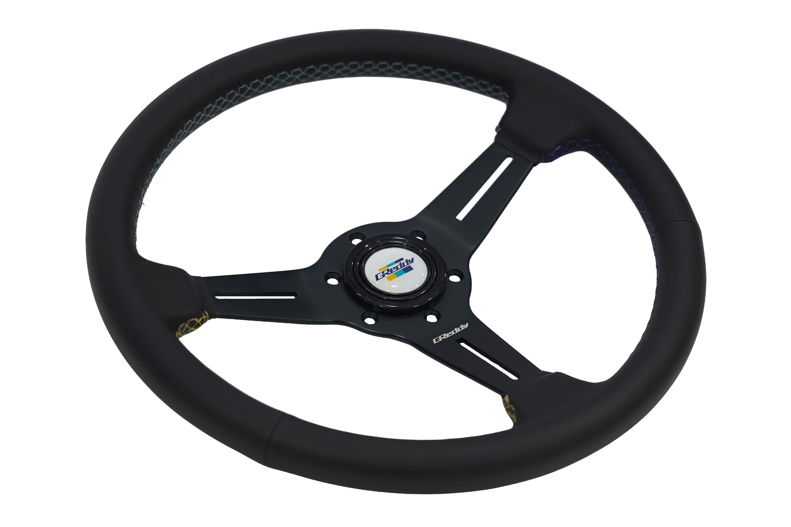 GReddy 3 Color Stitch Steering Wheel - Leather