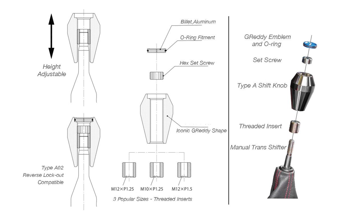 GReddy Type A Shift Knobs - Polished